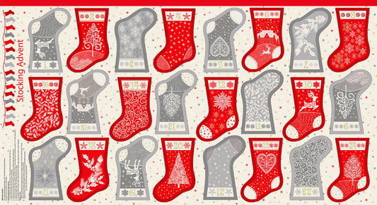 Advent Calendar Scandi Mini Stockings - Christmas 22 Fabric - Makower - Multi
