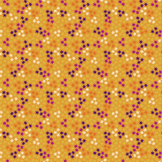 Star - Henna Fabric Range - Makower - Yellow