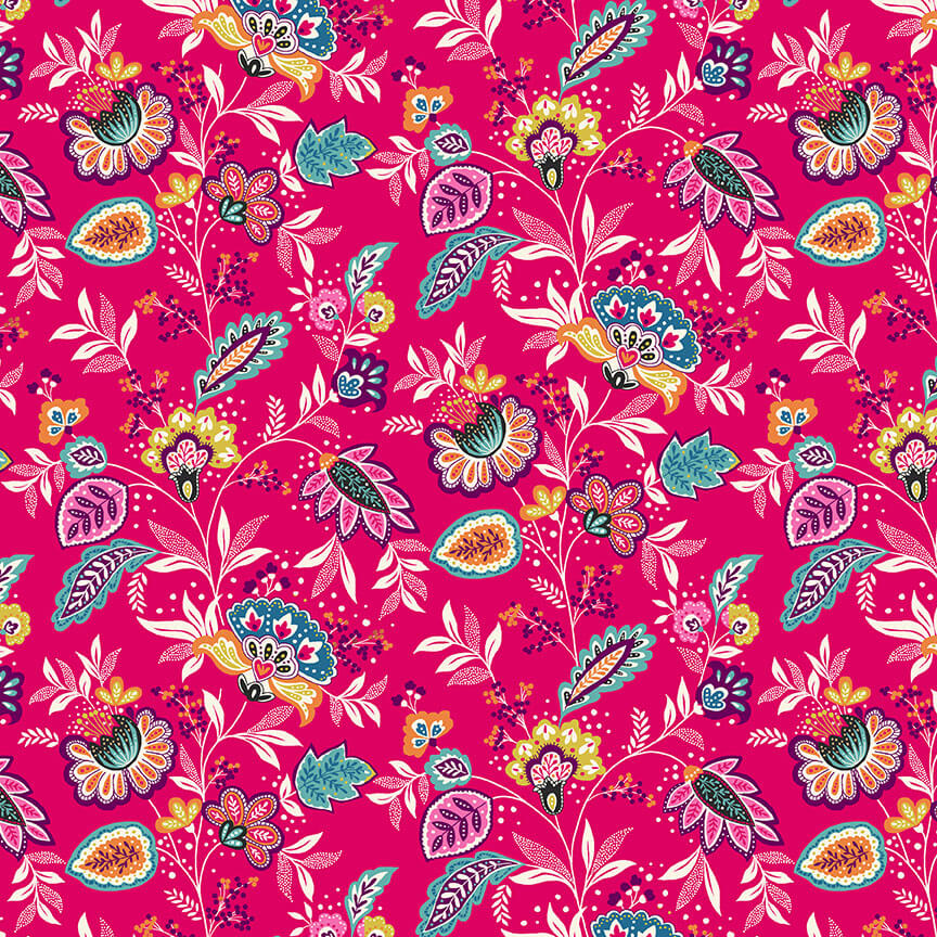 Sarasa - Jewel Tones Fabric Range - Makower - Pink