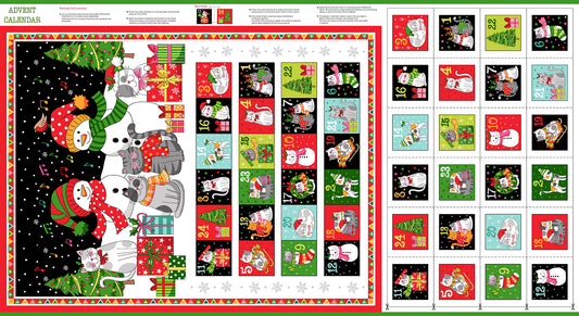 Santa Paws Cats Fabric Advent Calendar Kit Panel - Makower