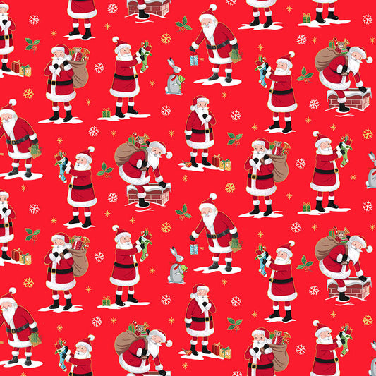 Santa - Merry Christmas 2022 Christmas Fabric Range - Makower - Red