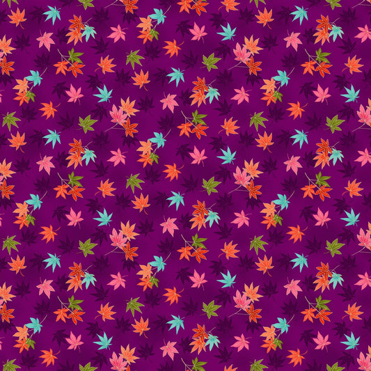 Maple Leaf - Hikari Fabric Range - Makower - Lilac
