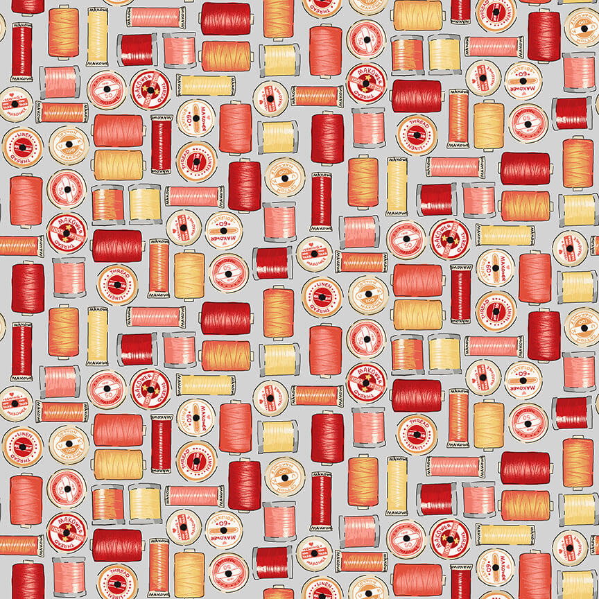 Cotton Reels - Sewing Room Fabric Range - Makower - Red
