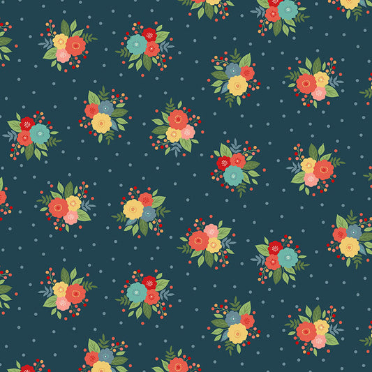 Posy - Amelia Fabric Range - Makower - Blue