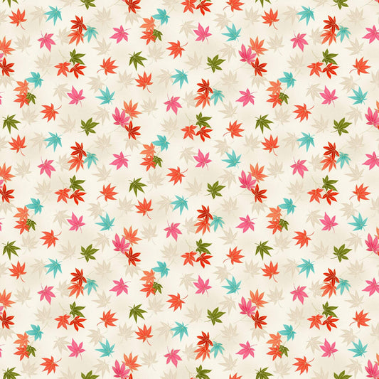 Maple Leaf - Hikari Fabric Range - Makower - Cream