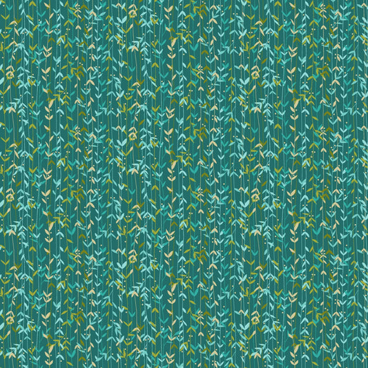 Leaf Stripe - Hikari Fabric Range - Makower - Teal