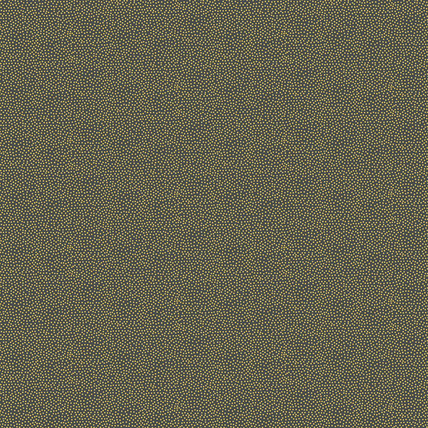Pin Dot - Christmas Essentials Fabric Range - Makower - Gold on Charcoal