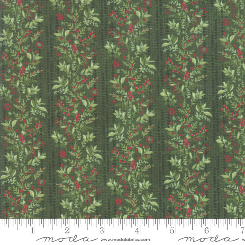Holly - Naughty or Nice Christmas Fabrics Range - Moda Fabrics  - Green