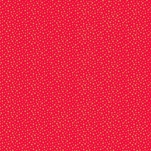 Star - Christmas Essentials Fabric Range - Makower - Gold on Red