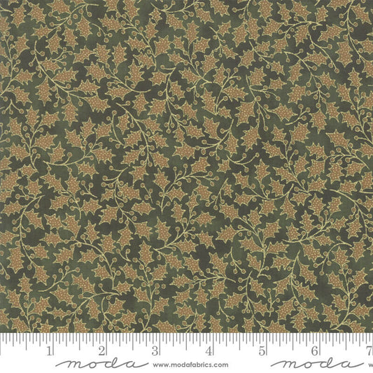 Holly and Berries - Poinsettias and Pine Christmas Fabrics Range - Moda Fabrics - Black