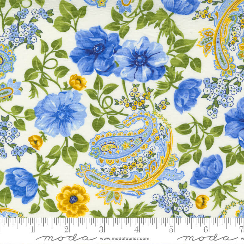 Flowers and Paisley - Summer Breeze Fabric Range - Moda Fabrics - Ivory
