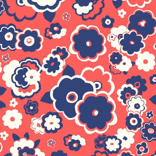 Cosmos Cloud - The Carnaby Collection Fabric Range - Liberty Fabrics - Retro Indigo