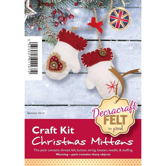 Christmas Mittens Stitched Felt Craft Kit