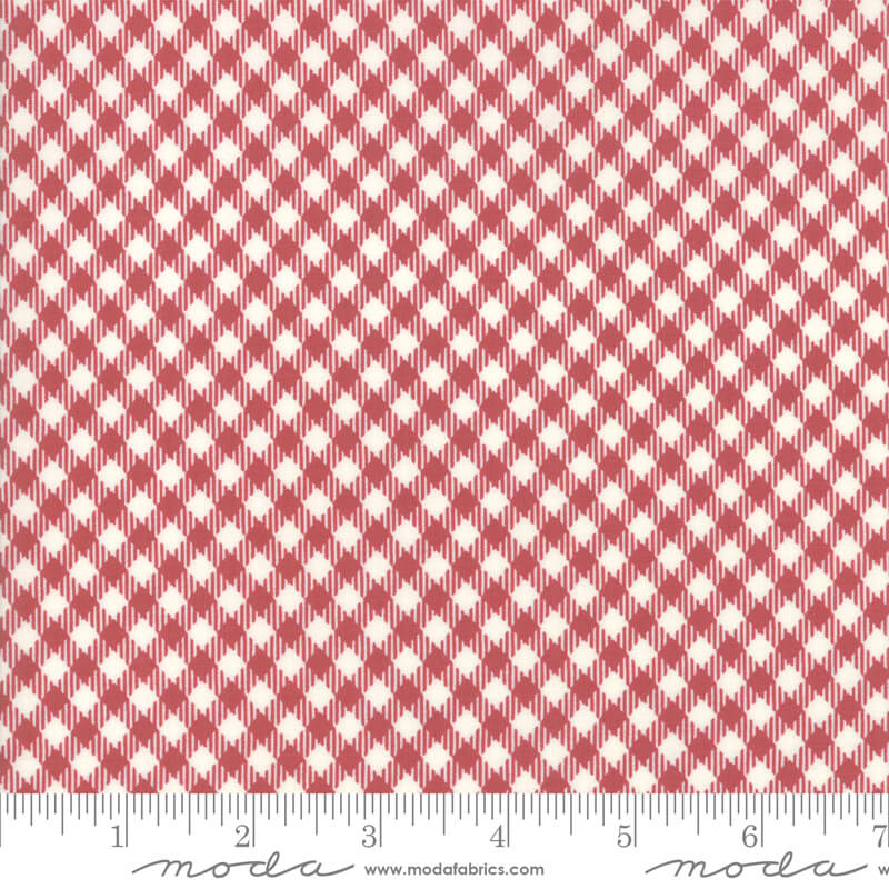 Diagonal Gingham Fabric - Moda Fabrics  - Red
