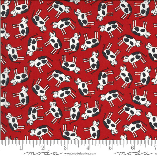 Cows - Animal Crackers Fabric Range - By Sweetwater for Moda Fabrics - Apple Red
