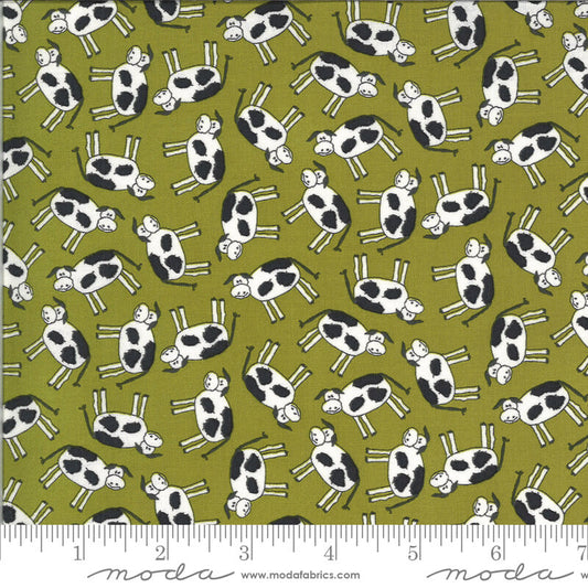 Cows - Animal Crackers Fabric Range - By Sweetwater for Moda Fabrics - Pickle Green