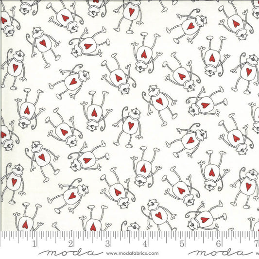 Heart Monkeys - Animal Crackers Fabric Range - By Sweetwater for Moda Fabrics - Vanilla Cream