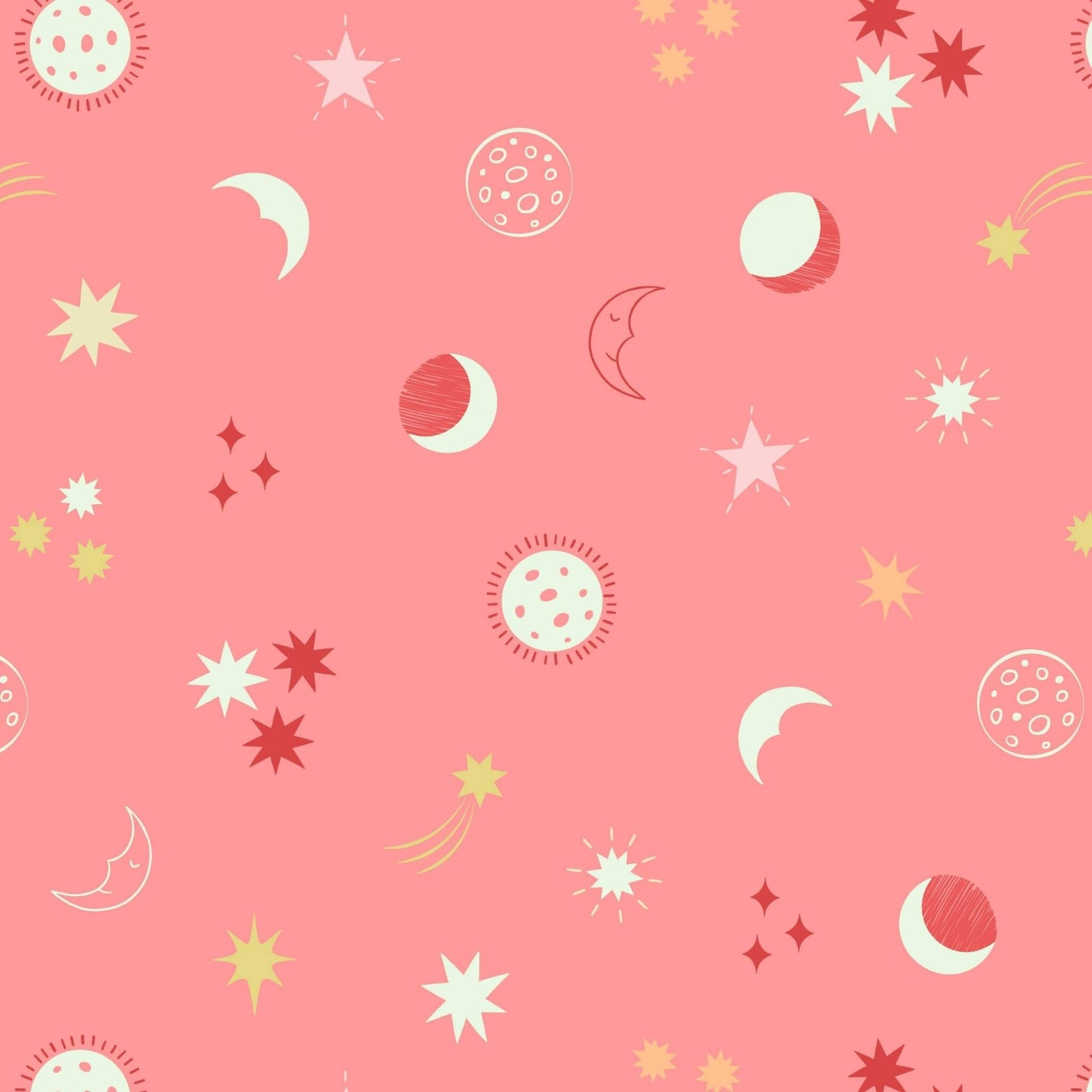 Night Sky - Small Things Glow Fabric Range - Lewis & Irene - Sundown Pink