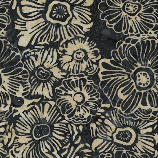 Large Flowers - Pattern No. 412004775- Island Batiks Fabric - Black