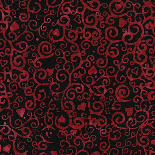 Scroll Hearts - Pattern No. 112012796- Island Batiks Fabric - Red