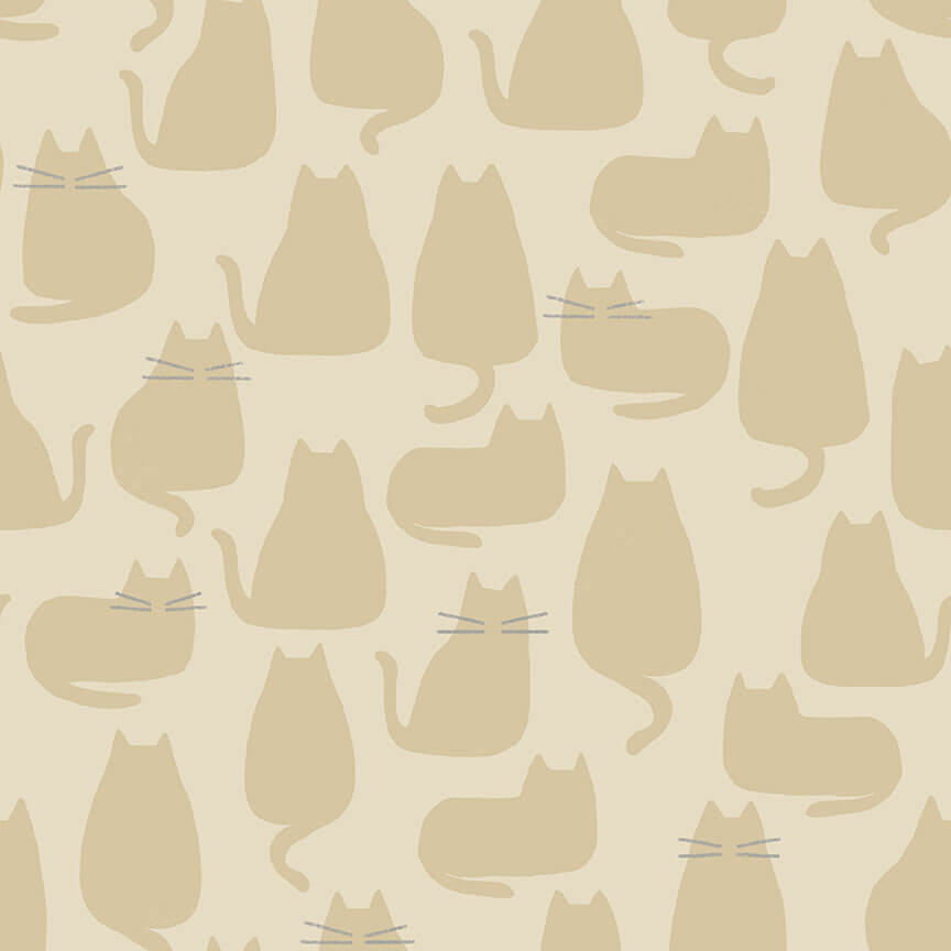 Cats and Whiskers - Whiskers and Dash Fabric Range - Makower - Beige