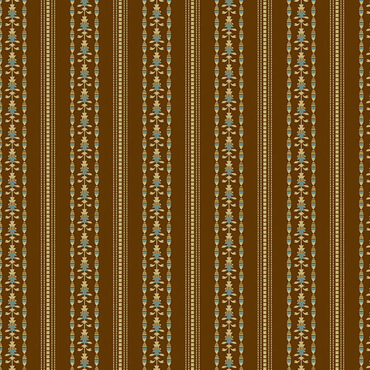Autumnal Stripe - Acorn Harvest Fabric Range - Andover - Brown