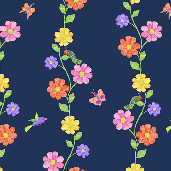 Flowering Vine - The VHC - In The Garden Fabric Range - Andover - Blue