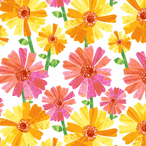 Flower Fancy - The VHC - In The Garden Fabric Range - Andover - Cream