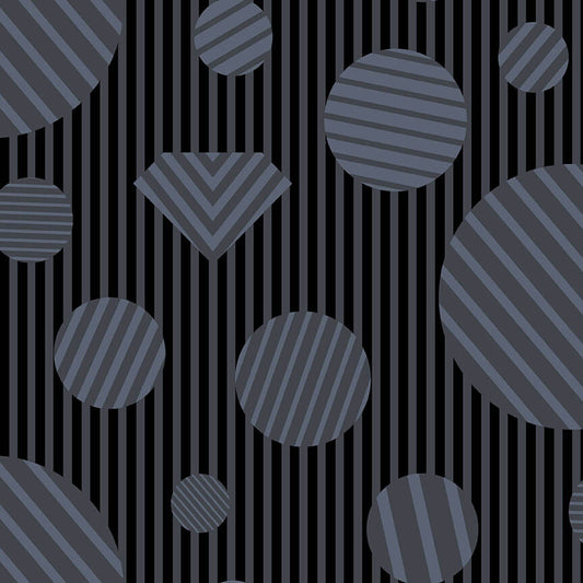 Stripes - The Watcher Fabric Range - Makower - Coal
