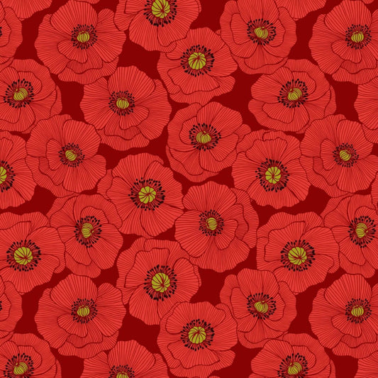 Large Poppy - Poppies Fabric Range - Red
