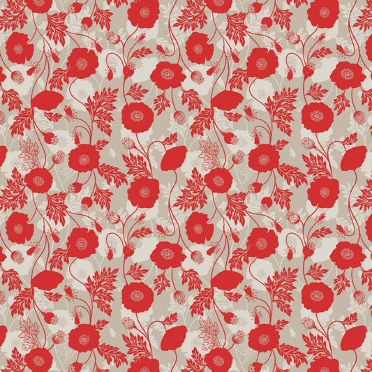 Poppy Shadow - Poppies Fabric Range - Natural