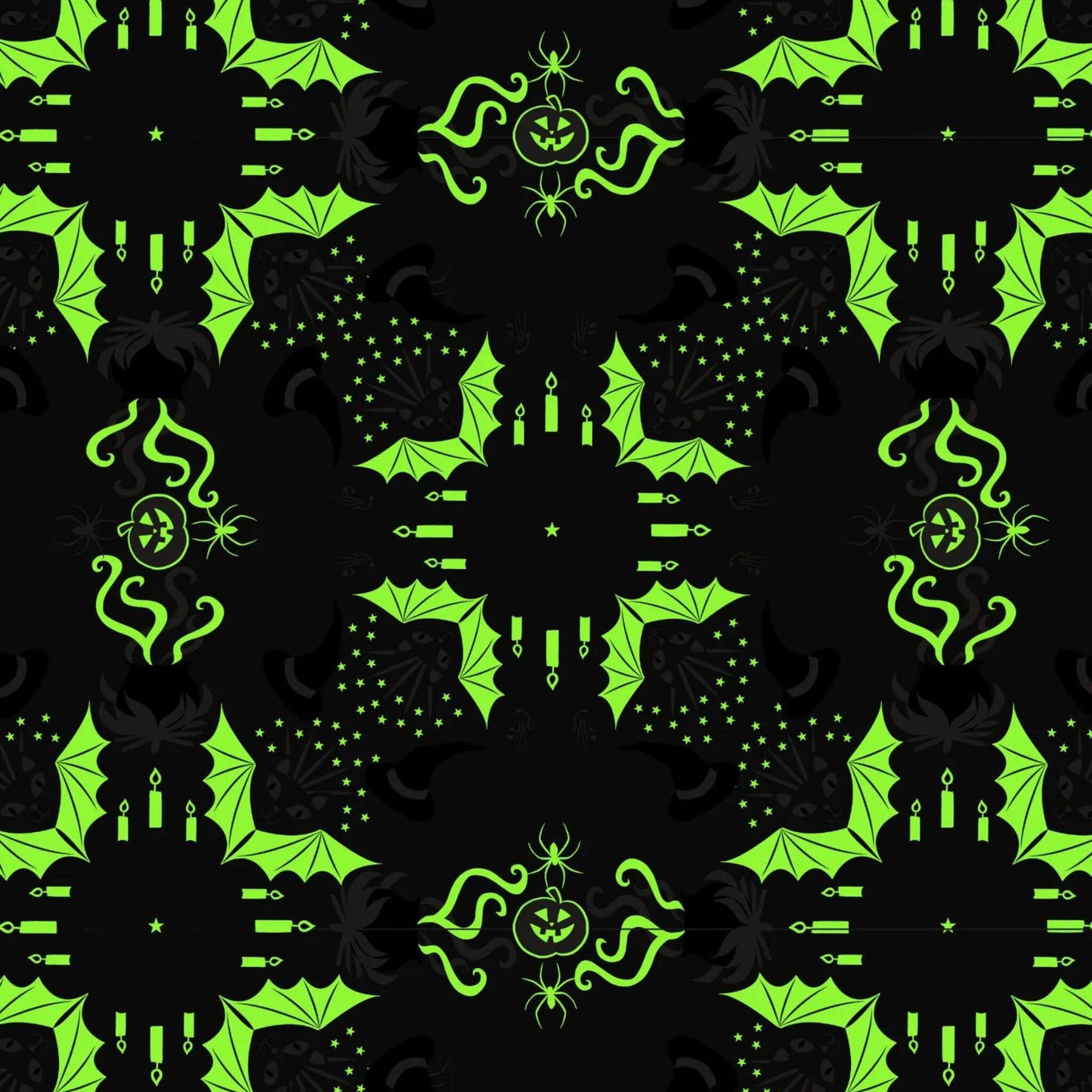 Hats, Cats and Bats - Haunted House Halloween Fabric Range - Lewis and Irene - Spooky Blue