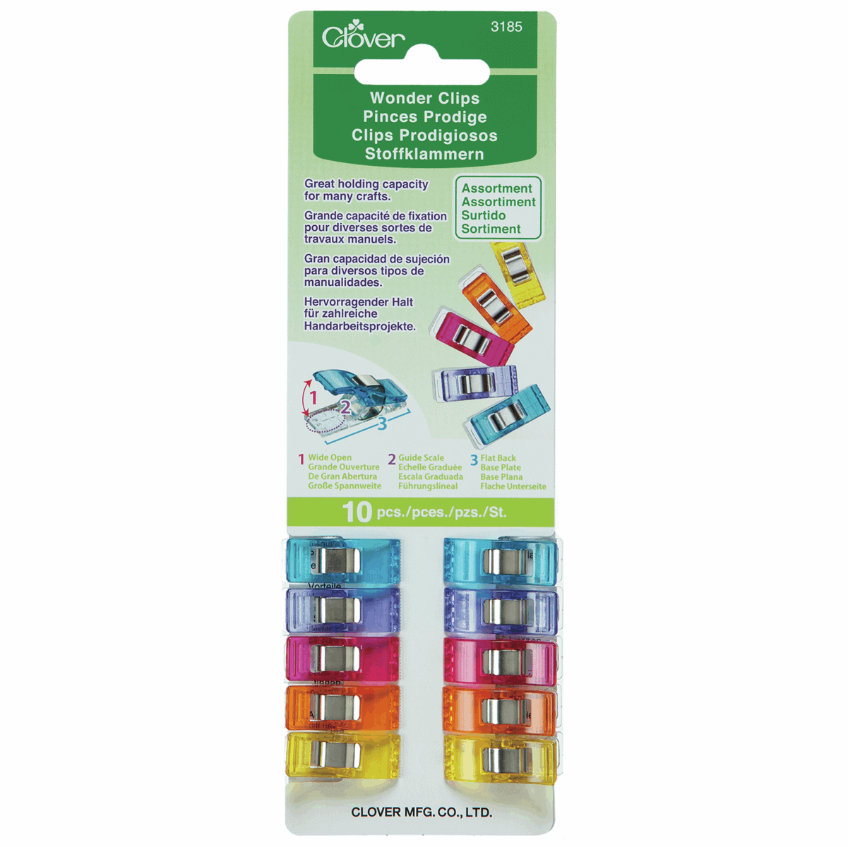 Assorted Colour Wonder Clips - 10 Clips