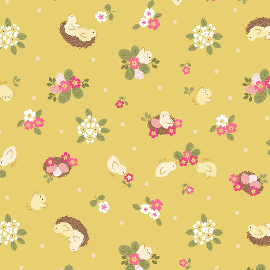 Chicks - Bunny Hop Fabric Range - Lewis and Irene - Yellow