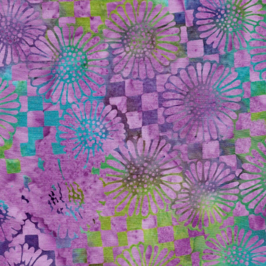 Floral Checked - Pattern No. 121930883 - Island Batiks Fabric - Bright tones
