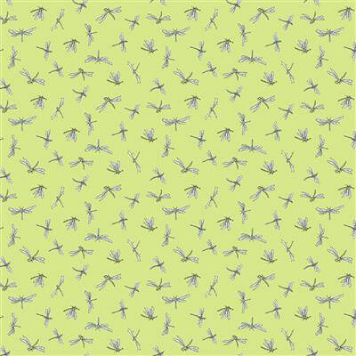Dragonflies - Leap Frog Fabric Range - Clothworks - Citron