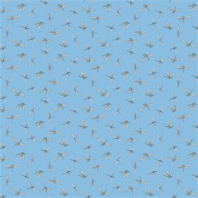 Dragonflies - Leap Frog Fabric Range - Clothworks - Denim