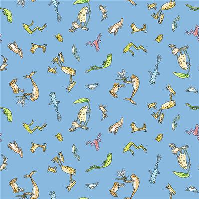 Friends - Leap Frog Fabric Range - Clothworks - Denim