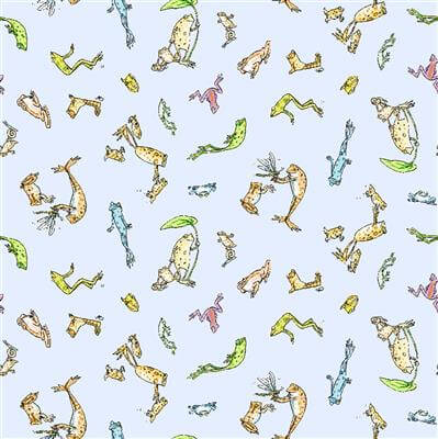 Friends - Leap Frog Fabric Range - Clothworks - Light Denim