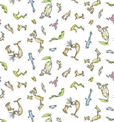 Friends - Leap Frog Fabric Range - Clothworks - White