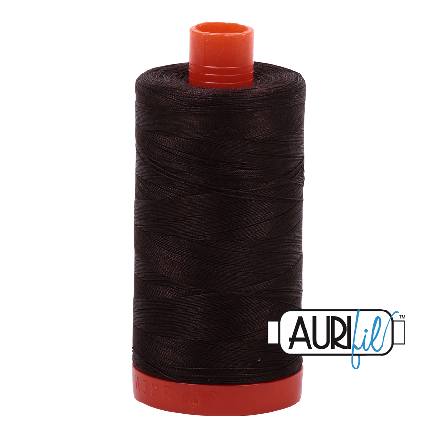 Aurifil Cotton Thread - 50's Weight - 1300 metres - Very Dark Bark (1130)