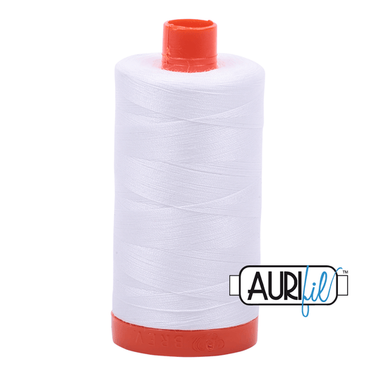 Aurifil Cotton Thread - 50's Weight - 1300 metres - White (2024)