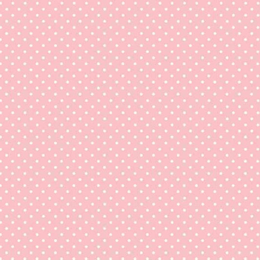 White On Baby Pink - Spot On Fabric Range - Makower