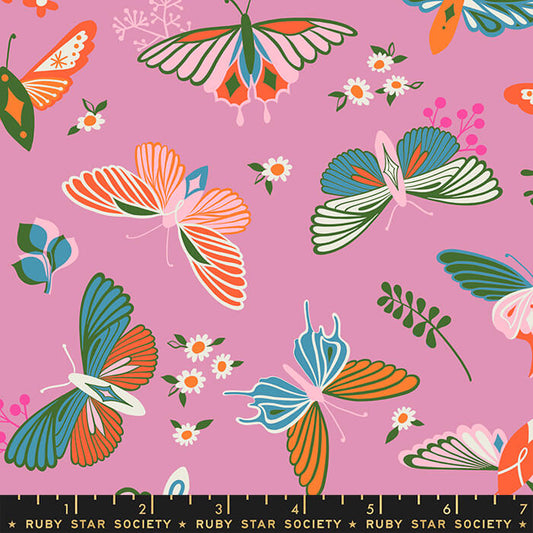 Flutter - Stay Gold Fabric Range - Moda Fabrics - Pink