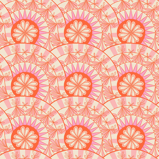 Metro Floral Geometric - Camellia Fabric Range - Moda Fabrics - Orange
