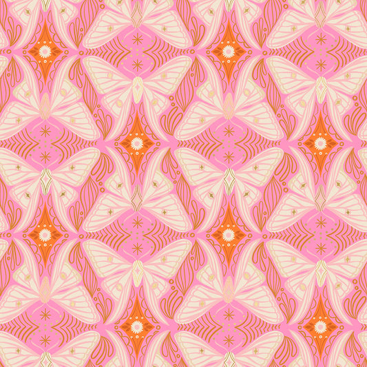 Metro Floral Geometric Butterfly - Camellia Fabric Range - Moda Fabrics - Light Pink