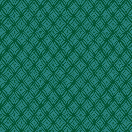 Metro Floral Geometric - Camellia Fabric Range - Moda Fabrics - Dark Green