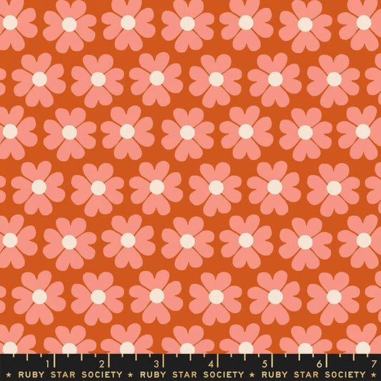Heart Flowers - Unruly Nature Fabric Range - Moda Fabrics - Orange