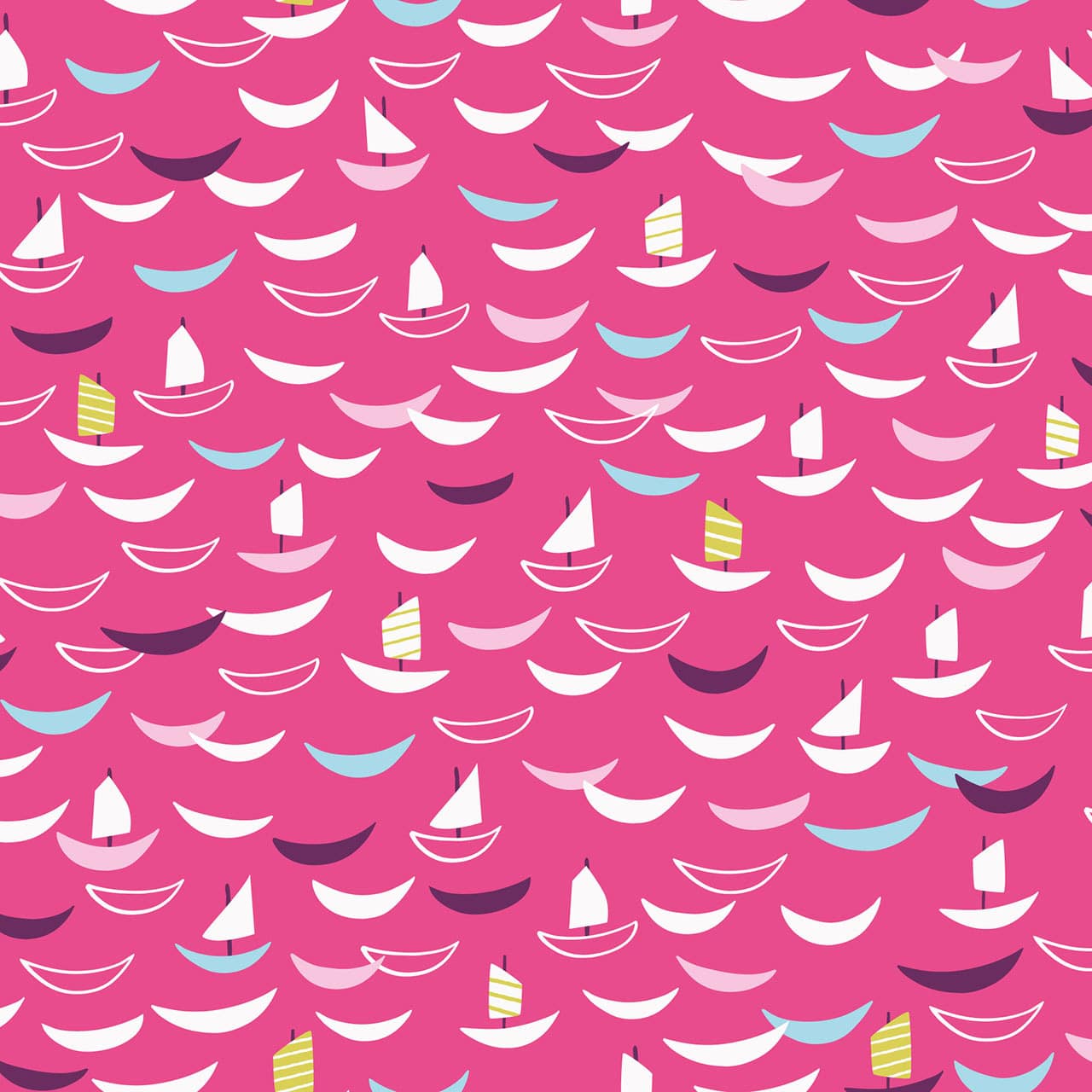 Sail Boats - Silk Roads Fabric Range - Dashwood Studios - Pink
