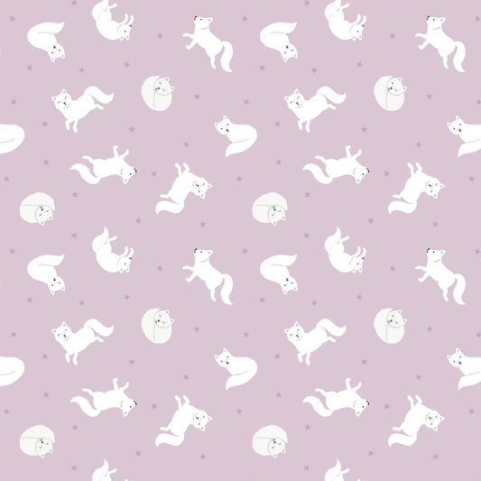 Artic Fox - Small Things Polar Animals Fabric Range - Lewis and Irene - Winter Pink